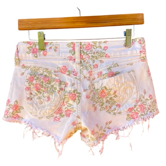 White Floral Denim Siwy Camilla Cut Off Shorts - Picture 7 of 7